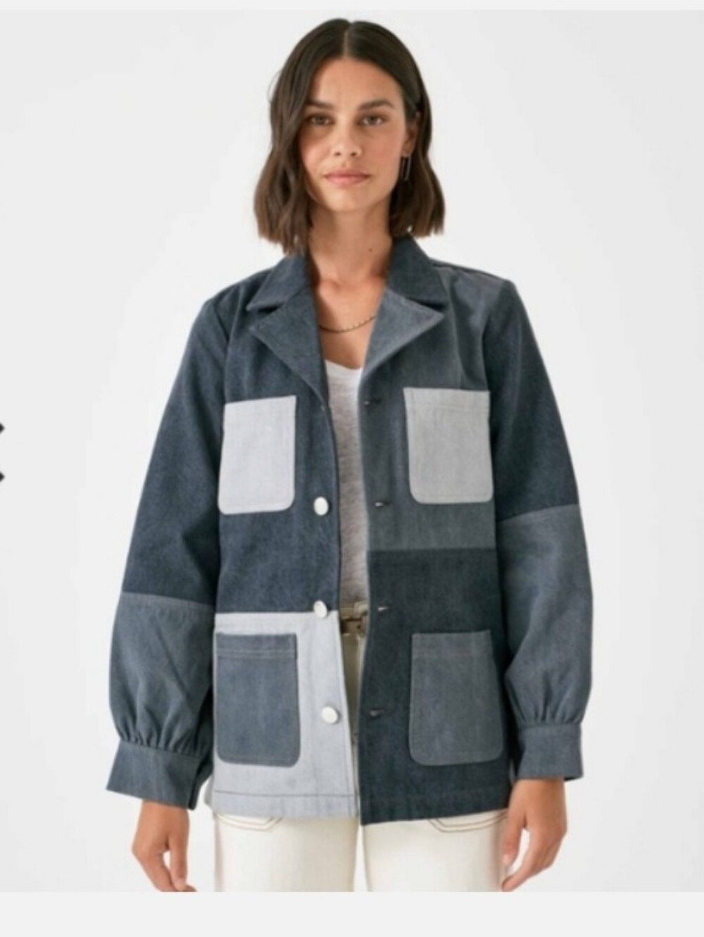 NWT Seventy + Mochi Star Chore Gray Denim Jacket Size S